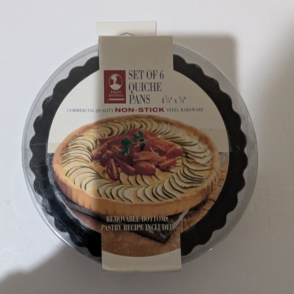 NEW Roshco Non Stick 6 PC Quiche Pans. Steel. 4.75 x .75